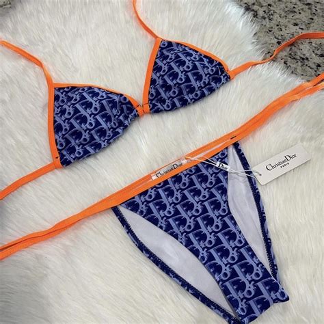 dior blue orange bikini